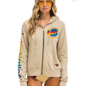 Aviator Nation Zip Hoodie in Sand